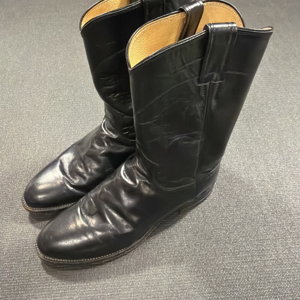 Justin Men's 9 D - Women's Size 10.5 Black Kipskin Roper Boots 3133